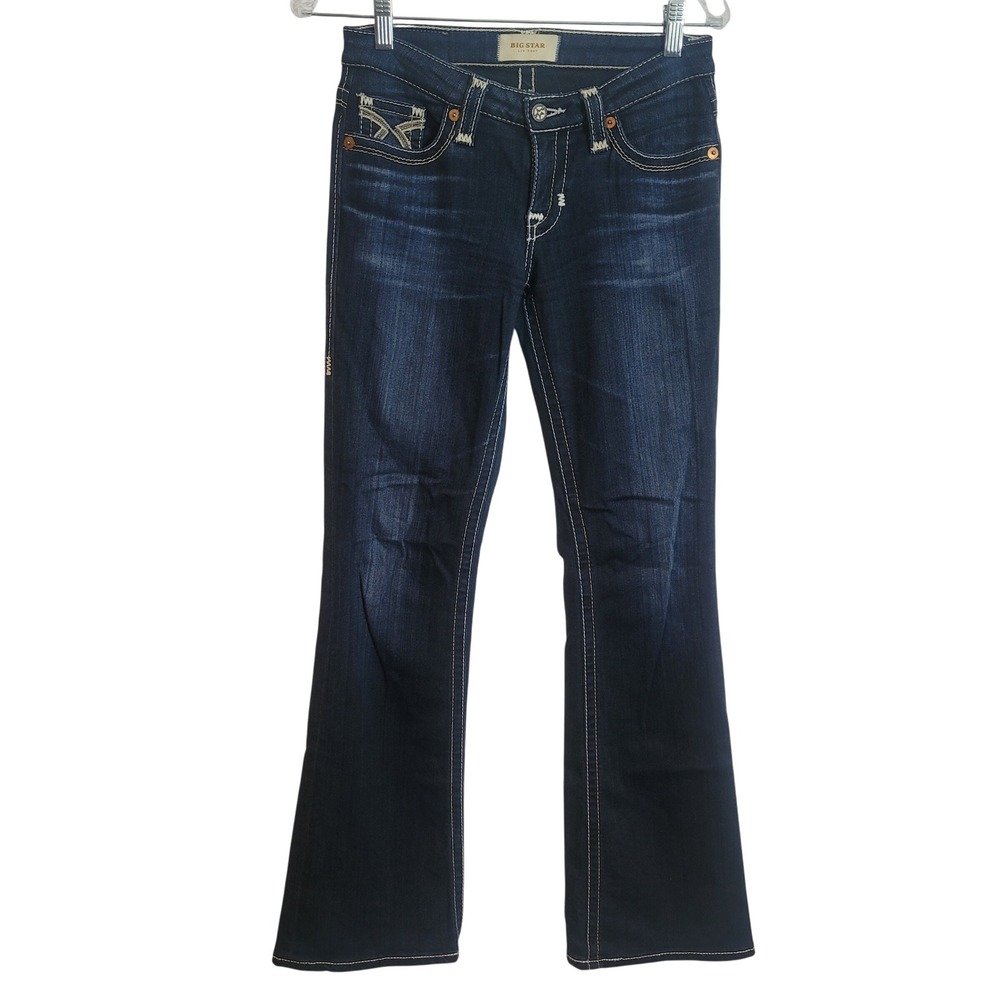 Big Star Liv Boot Jeans Womens 26R Dark Wash Indigo Contrast Stitch Bootcut Y2K
